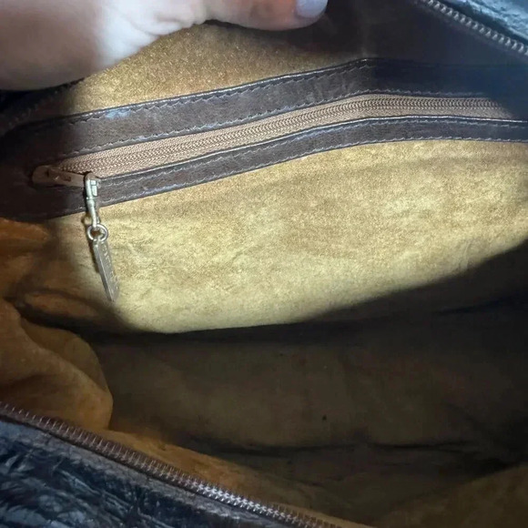 Vintage Alligator leather brown hobo handbag from Florance Italy 80's - Picture 4 of 11